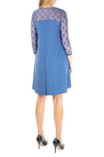 Nina Leonard Illusion High-low Swing Dress In Bluemoon