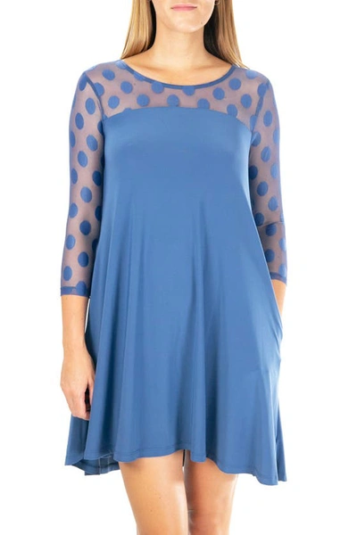 Shop Nina Leonard Illusion High-low Swing Dress In Bluemoon