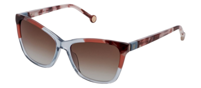 Shop Carolina Herrera Brown Gradient Cat Eye Ladies Sunglasses She844v 06rl 56 In Blue,brown