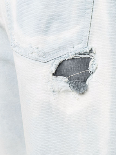 Shop Heron Preston Distressed Denim Shorts In Grey