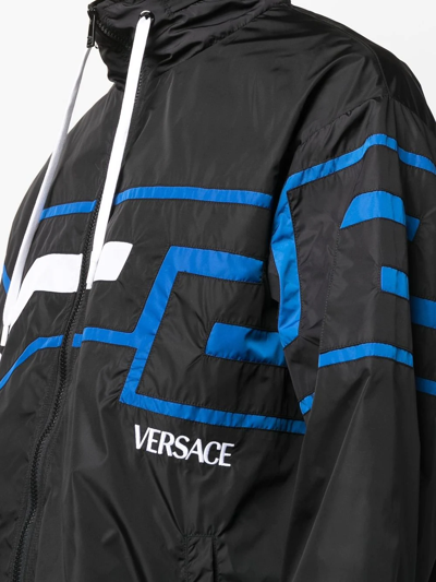 Shop Versace Greca Logo-print Sports Jacket In Black