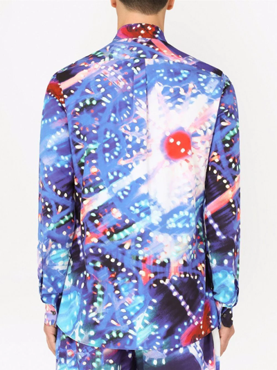 Shop Dolce & Gabbana Graphic-print Long-sleeve Shirt In Blue