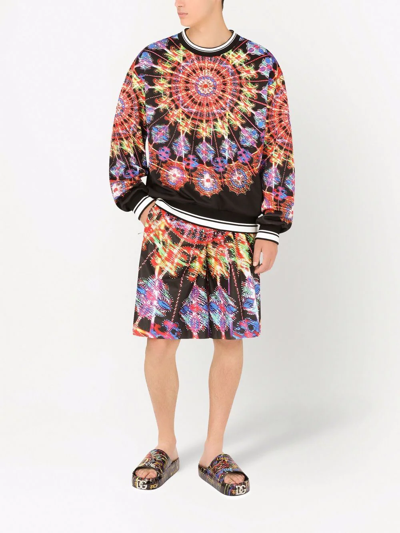 Shop Dolce & Gabbana Illumination-print Technical Jersey Sweatshirt In Black