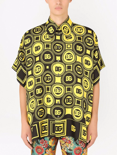 Shop Dolce & Gabbana Dg Geometric Print Shirt In Black