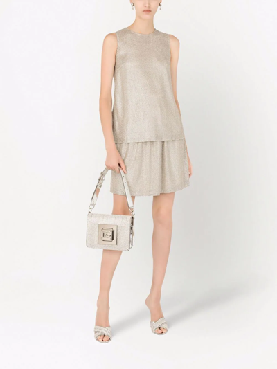 Dolce & Gabbana Crystal-embellished Mini Skirt In Neutrals