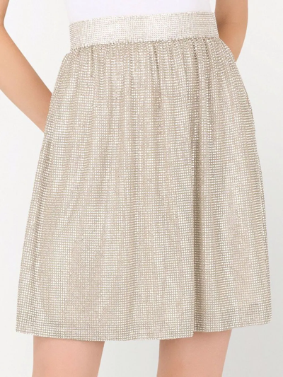 Dolce & Gabbana Crystal-embellished Mini Skirt In Neutrals