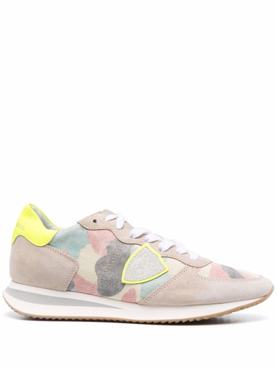 Shop Philippe Model Paris Trpx Camouflage-print Sneakers In Neutrals