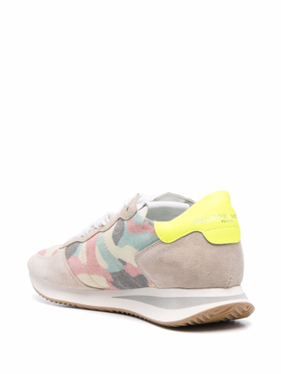 Shop Philippe Model Paris Trpx Camouflage-print Sneakers In Neutrals