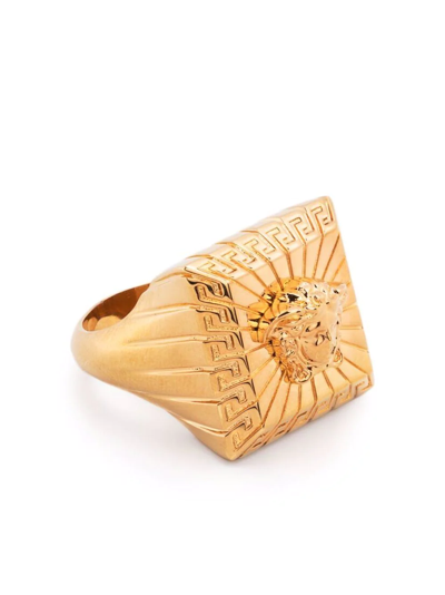 Shop Versace Medusa Signet Ring In Gold