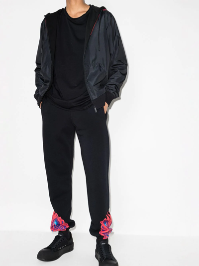 Shop Marcelo Burlon County Of Milan Curved Wings-print Drawstring Track Pants In Black