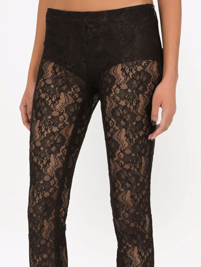 Dolce & Gabbana Floral Lace-stitch Leggings In Black