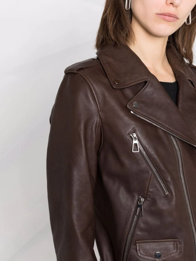 Shop Liska Belted Biker Jacket In Brown