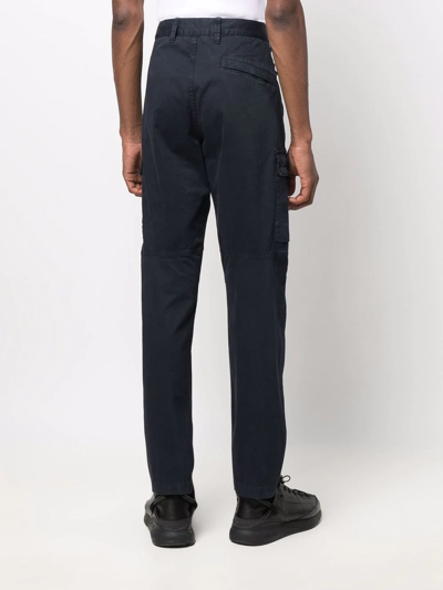 Shop Stone Island Compass Badge Cargo Trousers In Blue
