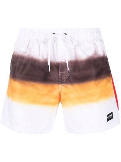 Shop Sundek Tie-dye Drawstring Swim Shorts In White
