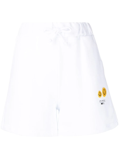 Shop Joshua Sanders Smiley Face Print Shorts In White