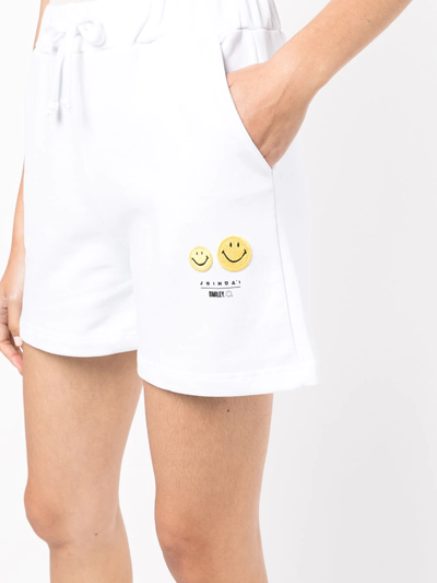 Joshua Sanders Smiley Face Print Shorts In White
