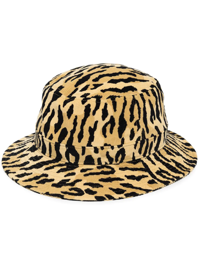 Shop Wacko Maria Leopard-print Bucket Hat In Yellow