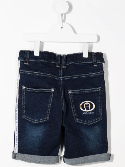 Aigner Side Logo-print Shorts In Blue