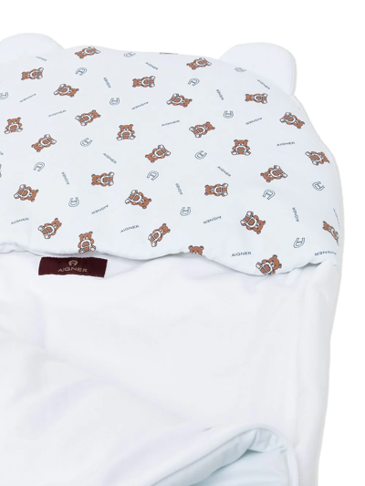 Shop Aigner Teddy Bear Print Sleep Bag In Blue