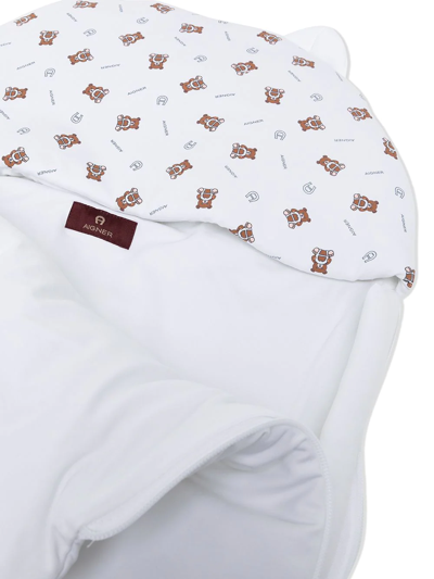 Shop Aigner Teddy Bear Print Sleep Bag In White