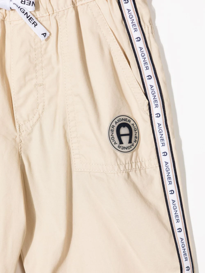 Shop Aigner Logo-tape Detail Shorts In Brown