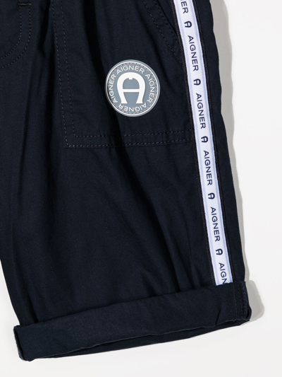 Shop Aigner Logo-tape Detail Shorts In Blue