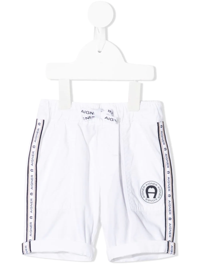 Shop Aigner Side Logo-print Shorts In White
