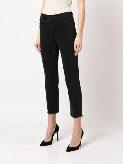 Shop L Agence Raw-hem Cropped Skinny Jeans In Black