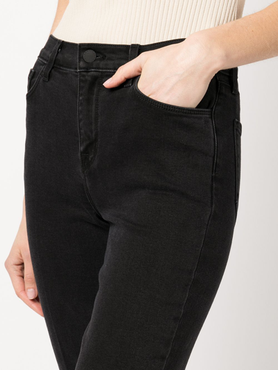 Shop L Agence Raw-hem Cropped Skinny Jeans In Black