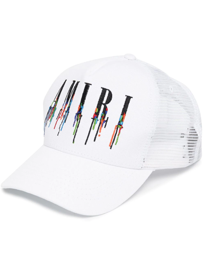 Shop Amiri Drip-logo Baseball Cap In White