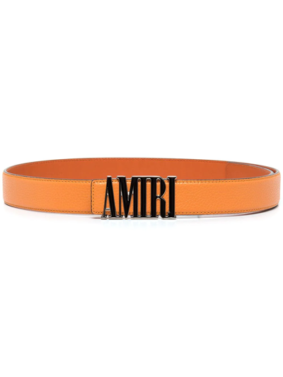 Shop Amiri Logo-letter Leather Belt In Brown