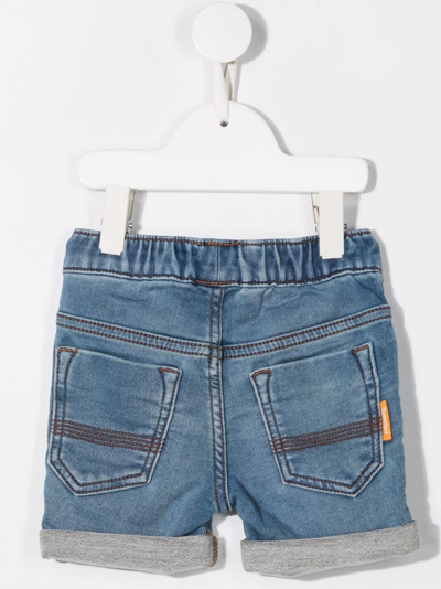 Timberland Patch-detail Drawstring-waist Denim Shorts In Blue