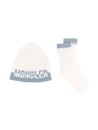 Shop Moncler Ribbed-knit Two-piece Set In White