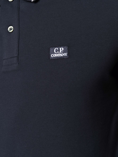 Shop C.p. Company Embroidered-logo Polo Shirt In Blue