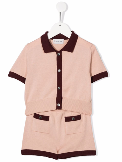 Shop Moncler Knitted Two-piece Set In Pink