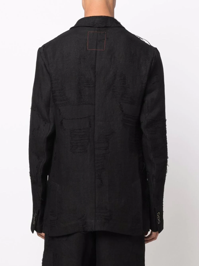 Shop Uma Wang Janus Distressed-effect Linen Blazer In Black