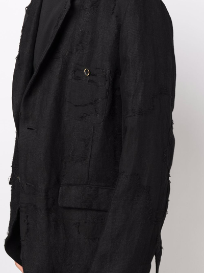 Shop Uma Wang Janus Distressed-effect Linen Blazer In Black