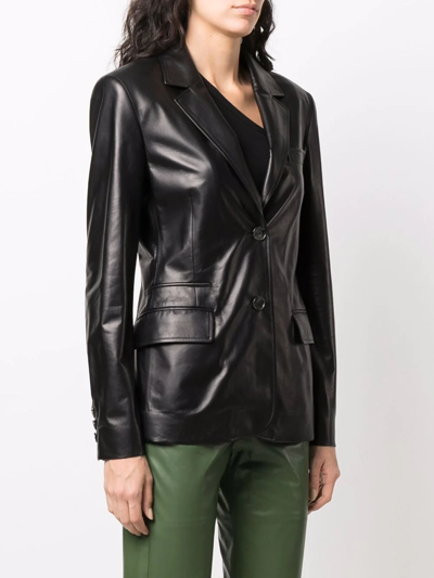 Shop Drome Single-breasted Leather Jacket In Black