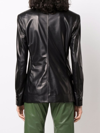 Shop Drome Single-breasted Leather Jacket In Black
