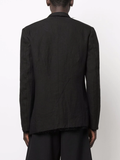 Shop Yohji Yamamoto Single-breasted Linen Blazer In Black