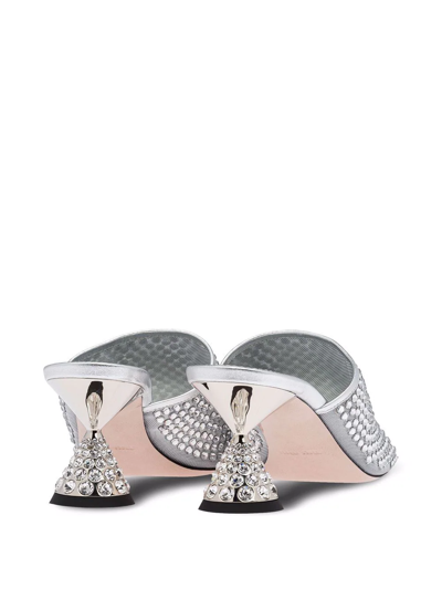Shop Miu Miu Rhinestone-embellished Sandals In Grey