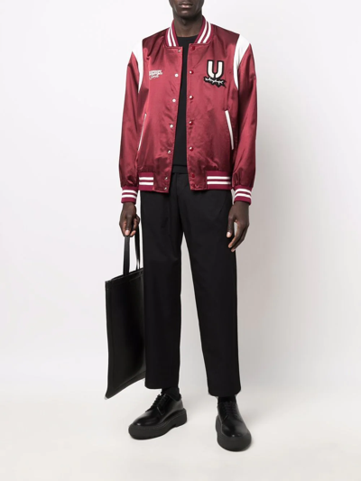 Undercover Logo-patch Baseball Jacket In Red