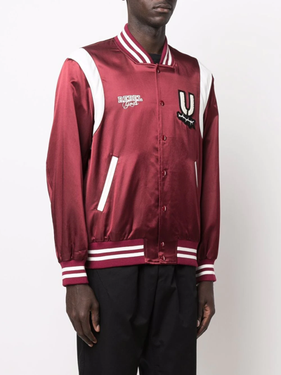 Undercover Logo-patch Baseball Jacket In Red