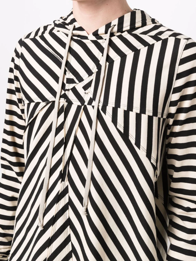 Shop Rick Owens Drkshdw Two-tone Striped Hoodie In Neutrals