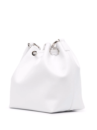Shop Msgm Chain-link Leather Bucket Bag In White