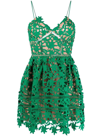 Shop Self-portrait Azalea Lace Dress In Green