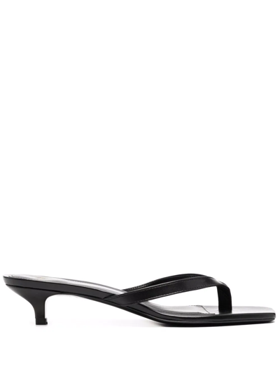 Totême Toteme Black Thong Sandal With Heel In Leather Women In Black