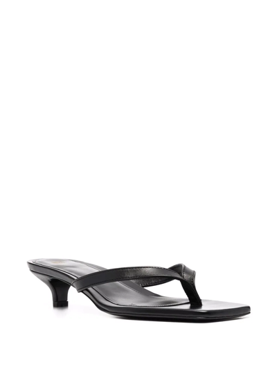 Totême Toteme Black Thong Sandal With Heel In Leather Women In Black