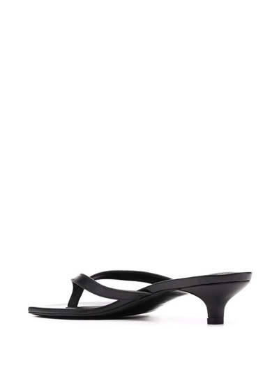 Totême Toteme Black Thong Sandal With Heel In Leather Women In Black