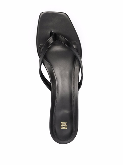 Totême Toteme Black Thong Sandal With Heel In Leather Women In Black
